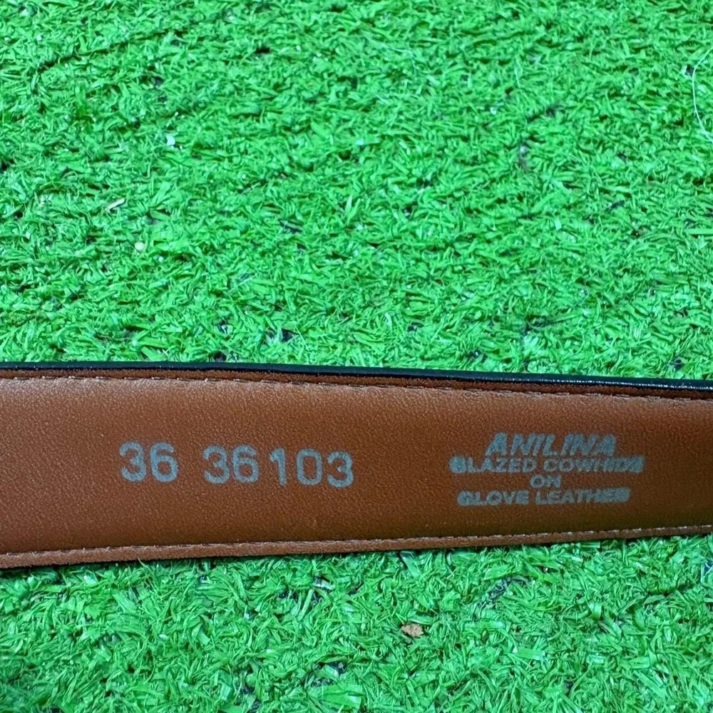 Vintage Brighton Anilina Men's Size 36 Black Leather Belt Solid Brass